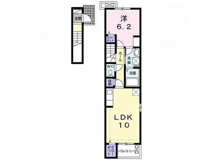ＪＲ常磐線 四ツ倉駅 徒歩10分 2階建 築8年(1LDK/2階)の間取り写真