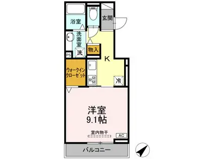 ノブレス206(1K/2階)の間取り写真