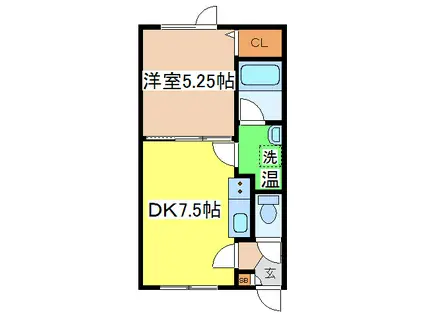 ブランノワール(1DK/2階)の間取り写真