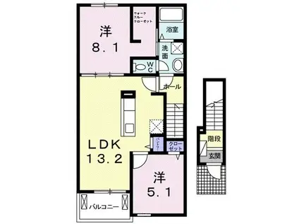 メゾン・ド・S B(2LDK/2階)の間取り写真