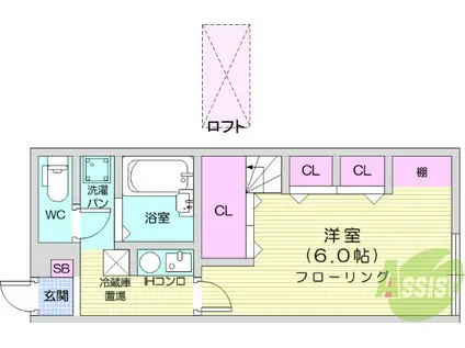 パークハイムⅤ(1K/2階)の間取り写真