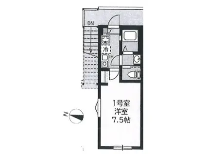 ウィステリアパルク保土ヶ谷(1K/2階)の間取り写真