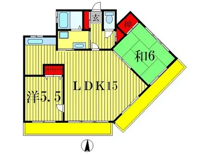 ベルトピア松戸第6(2LDK/5階)の間取り写真
