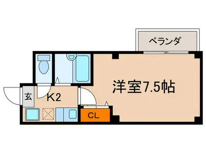 ベルシェ御所東(1K/3階)の間取り写真