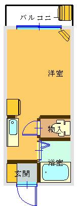コーポ笹本(ワンルーム/3階)の間取り写真