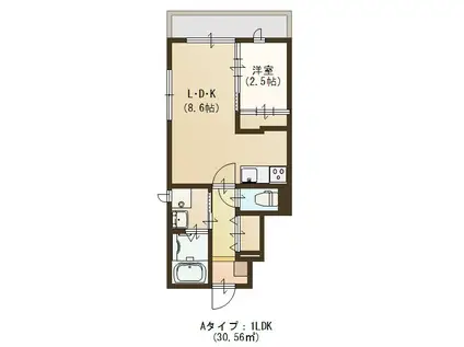 グランディール国見(1LDK/1階)の間取り写真