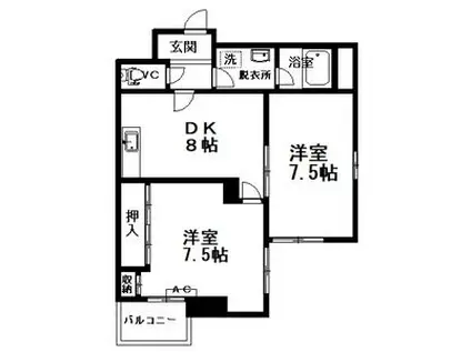 アクセスストリート(2DK/8階)の間取り写真