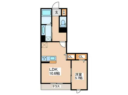 アヴァンス北烏山(1LDK/1階)の間取り写真