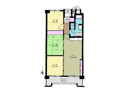 ホワイトキャッスル平針II(3LDK/4階)の間取り写真