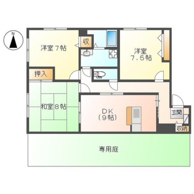 フォブール土佐(3DK/1階)の間取り写真