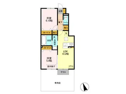 サウスヒルズIII(2LDK/1階)の間取り写真