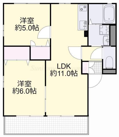 メゾンマーシュA(2LDK/2階)の間取り写真