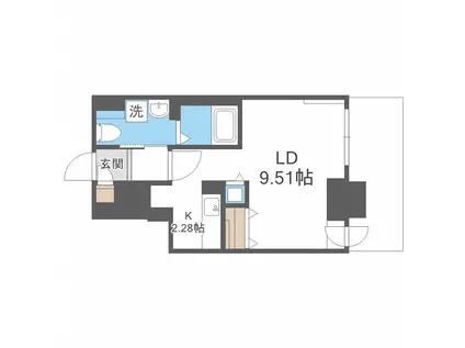 パシフィックタワー札幌(1K/7階)の間取り写真