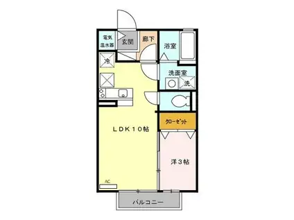 クレール御殿(1LDK/1階)の間取り写真