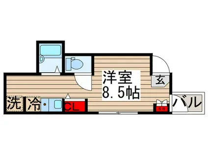 MELDIA六町A(ワンルーム/1階)の間取り写真