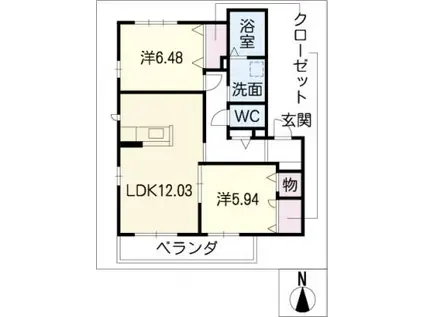 ファブール八幡(2LDK/1階)の間取り写真