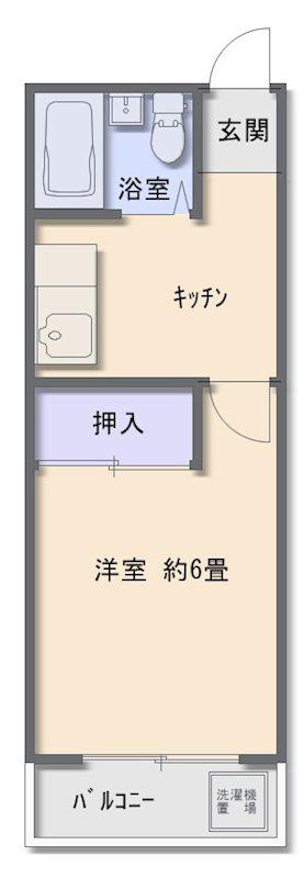 グリーンフィールド(1K/3階)の間取り写真