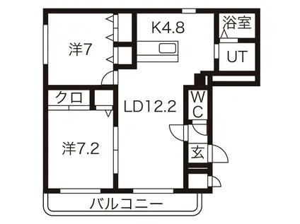 モンテローザ(2LDK/2階)の間取り写真