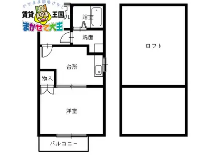 プライムハイツ愛宕(1DK/2階)の間取り写真