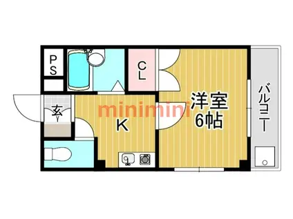 末広13番館(1K/4階)の間取り写真