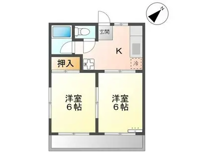 メゾンシャルムB(2K/2階)の間取り写真