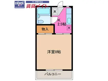 つきみそう(1K/1階)の間取り写真