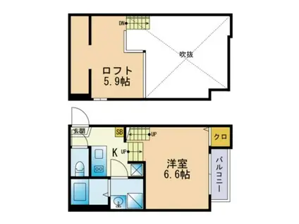 西片江ブルームゲート(1K/1階)の間取り写真