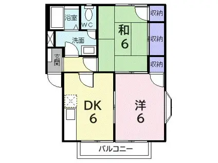 サンライズKS(2DK/2階)の間取り写真