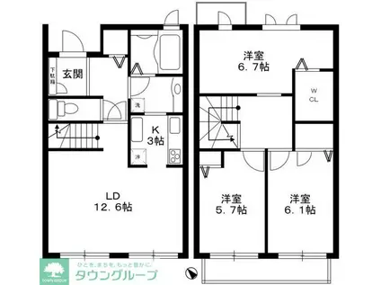 グラシア・フィス北寺尾 F棟(3LDK/1階)の間取り写真
