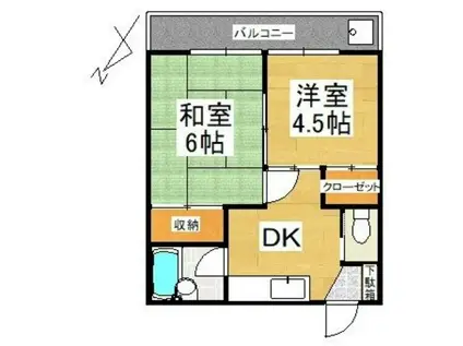 コーポ松山(2K/2階)の間取り写真