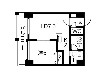 メープル元町(1LDK/11階)の間取り写真