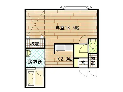 ヴィードII(1K/2階)の間取り写真