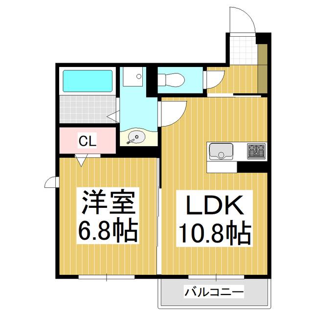 GRAND D-ROOM 島内新橋(1LDK/2階)の間取り写真