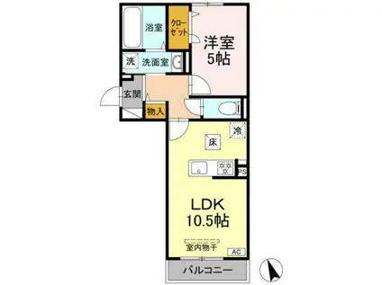 ＪＲ山陽本線 寺家駅 徒歩12分 3階建 築2年(1LDK/1階)の間取り写真