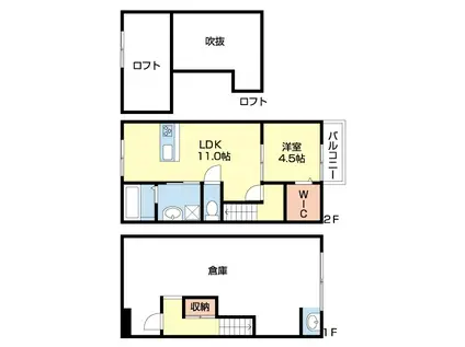プランドール ルミナス石畑(1LDK/2階)の間取り写真