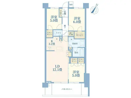 プロミライズ青葉台Dブロック(3LDK/3階)の間取り写真