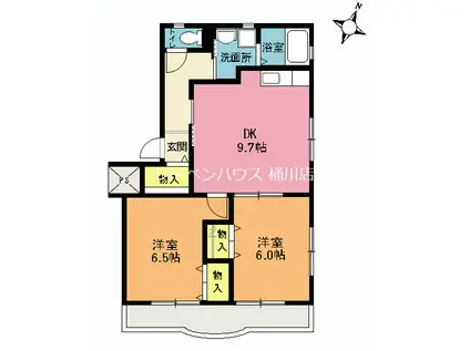 エクスバル・KM(2LDK/2階)の間取り写真