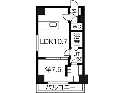 TROIS 1ST(1LDK/9階)の間取り写真