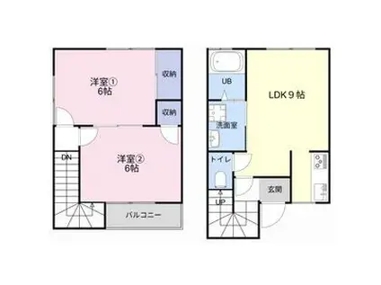 ソレイユ21 B棟(2LDK/1階)の間取り写真