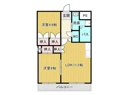 ローズ・ヴィレッジ(2LDK/2階)の間取り写真