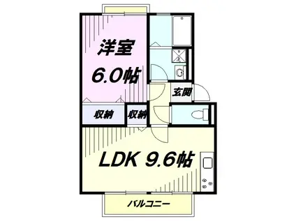 上砂グリーンハイツ(1LDK/1階)の間取り写真