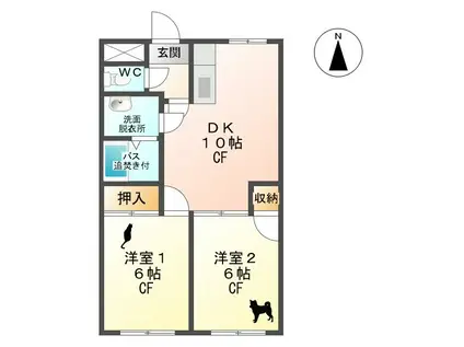 上田昭和ビルA(2LDK/1階)の間取り写真