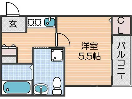 クラスティーネ住吉大社(1K/3階)の間取り写真