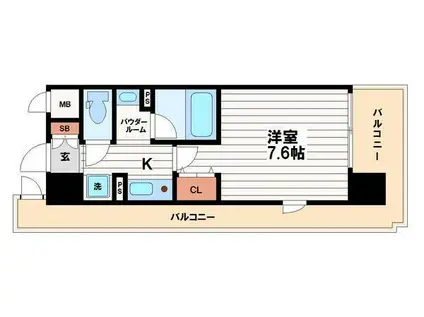 ジュネーゼ・グラン心斎橋東(1K/9階)の間取り写真