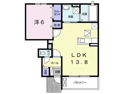 クレバーハウスII(1LDK/1階)の間取り写真