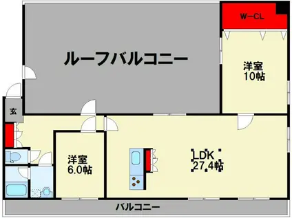 ティアラ東町(2LDK/5階)の間取り写真