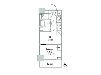 GRANPASEO東十条(1DK/4階)の間取り写真