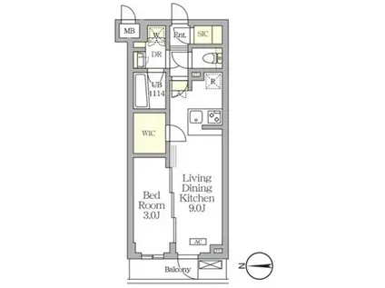 アジールコート都立大学(1LDK/1階)の間取り写真