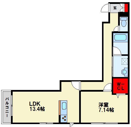 アンセルモ祇園(1LDK/2階)の間取り写真