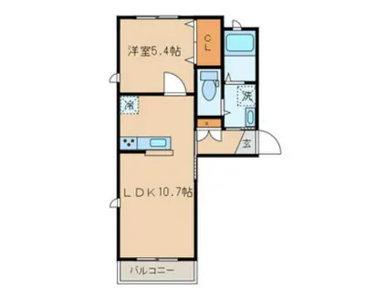 LE SOLEAL(1LDK/2階)の間取り写真